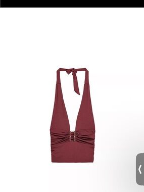 Zara Burgundy Halter One-Piece with Center Buckle